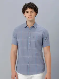 CAVALLO by Linen Club Spread Collar Opaque Checked Casual Shirt