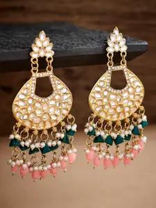 ATIBELLE Gold-Plated Kundan Stone-Studded Chandbalis Earrings
