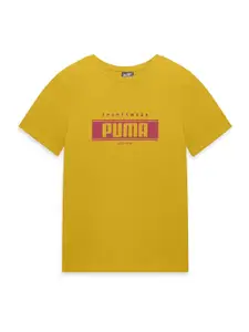 Puma Boys Graphic Printed Crew-Neck Regular Fit Cotton T-Shirt
