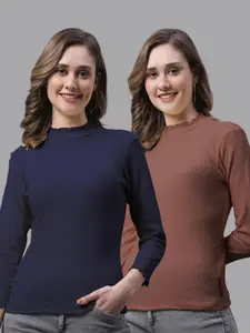 FBAR Pack of 2 Ribbed Cotton Fitted Tops