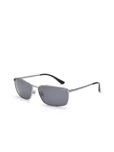 IDEE IDEE Men Grey Lens & Gunmetal-Toned Rectangle Sunglasses with UV Protected Lens