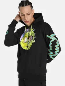 Puma X Rick And Morty Men Graphic Printed Cotton Hooded Regular fit Front-Open Sweatshirt
