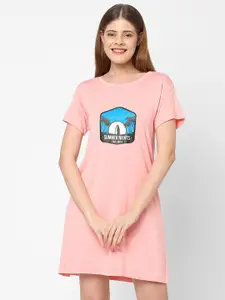 Inner Sense Girls Typography Printed T-Shirt Nightdress