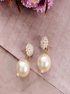 UNIVERSITY TRENDZ Gold-Plated Pearl Studded Drop Earrings