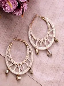UNIVERSITY TRENDZ Gold-Plated Contemporary Beaded Thread Hoop Earrings