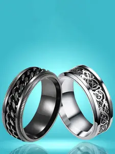 UNIVERSITY TRENDZ Set of 2 Silver-Plated Finger Rings
