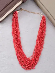UNIVERSITY TRENDZ Gold-Plated Beaded Layered Necklace