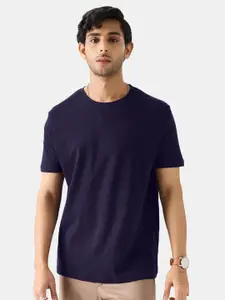 The Souled Store Blue Round Neck Pure Cotton T-shirt