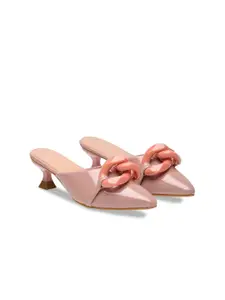 Street Style Store Mules Kitten Heels with Western Embellished