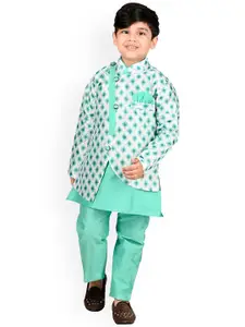 BAESD Boys Straight Kurta With Pyjamas & Printed Jacket