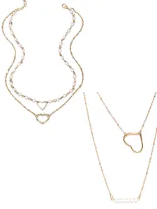 OOMPH Set Of 2 Gold Plated Layered Necklace
