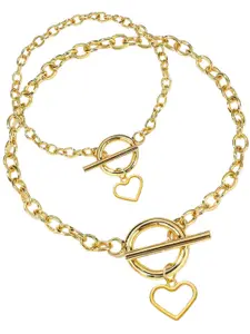 OOMPH Link Chain Heart Necklace & Matching Bracelet