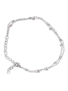 OOMPH Silver Beads Layered Anklet