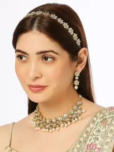 OOMPH Gold-Plated Kundan Studded Necklace & Earrings