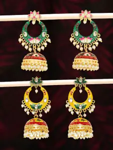 OOMPH Set of 2 Dome Shaped Jhumkas Earrings