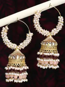 OOMPH Dome Shaped Kundan Jhumkas Earrings