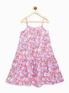 Campana Girls Sleeveless Below Knee Length Empire Printed Viscose Rayon Dress