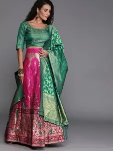 MANVAA Semi-Stitched Lehenga & Unstitched Blouse With Dupatta