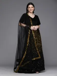 MANVAA Sequinned Semi-Stitched Lehenga & Unstitched Blouse With Dupatta