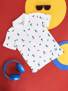 Pantaloons Junior Boys Conversational Printed Polo Collar Cotton T-shirt