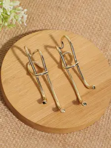 SOHI Gold-Plated Contemporary Drop Earrings