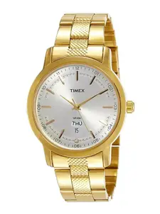 Timex Men Textured Dial & Stainless Steel Bracelet Style Straps Analogue Watch TW000G915