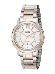 Timex Men Textured Dial & Stainless Steel Bracelet Style Straps Analogue Watch TW000U311