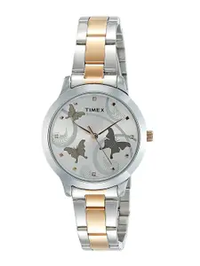 Timex Men Emellished Dial & Stainless Steel Bracelet Style Straps Analogue Watch TW000T607