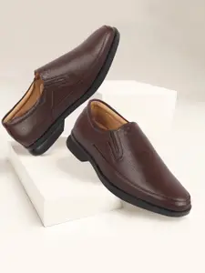 FAUSTO Men Textured Formal Slip-On Shoes