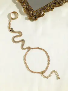 SOHI SOHI Women Gold-Toned Gold-Plated Ring Bracelet