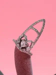 SOHI Gold-Plated Artificial Stone Studded Nail Ring