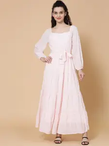 HOUSE OF KKARMA Square Neck Puff Sleeve Fit and Flare Maxi Dress