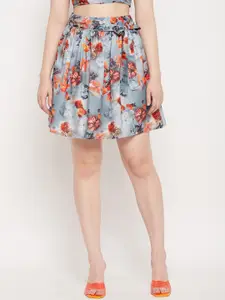 BRINNS Floral Printed Tie-Up Detail Flared Mini Skirt