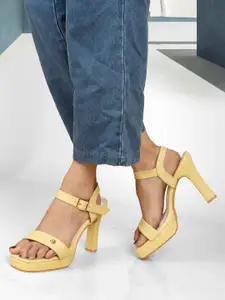 ELLE Open Toe Platform Heels With Buckles