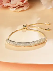Rubans Gold-Plated Cubic Zirconia Cuff Bracelet