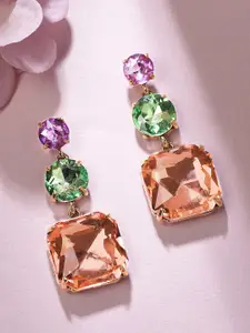 TOKYO TALKIES X rubans FASHION ACCESSORIES Gold-Plated C-Z Stone Studded Drop Earrings