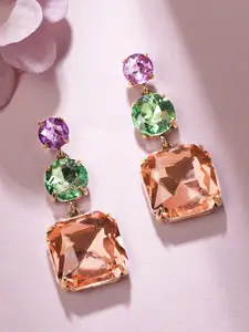 TOKYO TALKIES X rubans FASHION ACCESSORIES Gold-Plated C-Z Stone Studded Drop Earrings