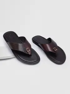 ROSSO BRUNELLO Men Textured Leather Comfort Sandals