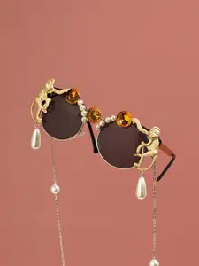 HAUTE SAUCE by  Campus Sutra HAUTE SAUCE by Campus Sutra Women Full Rim Embellished Round Sunglasses AW23_SOHISG9076