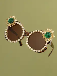 HAUTE SAUCE by  Campus Sutra HAUTE SAUCE by Campus Sutra Women Embellished Round Sunglasses AW23_SOHISG9085