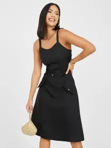 Styli Sleeveless Belted Fit & Flare Dress