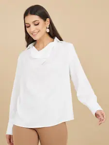 Styli Cowl Neck Cuffed Sleeves Top