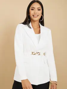 Styli Chain Detail Belted Single-Breasted Blazer