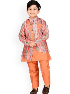BAESD Boys Kurta With Pyjamas And Printed Waistcoat