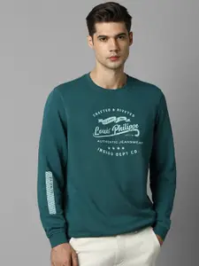 Louis Philippe Jeans Typography Printed Pure Cotton Sweatshirt