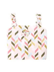 Actuel Girls Geometric Printed Pure Cotton Top