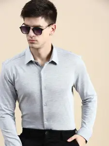 INVICTUS Textured Comfort Slim Fit Opaque Knit Formal Shirt