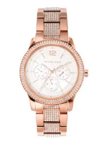 Michael Kors Women Embellished Dial & Stainless Steel Embellished Analogue Watch MK7293