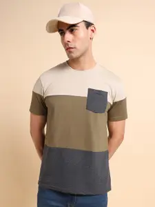 Dennis Lingo Colourblocked Pure Cotton Slim Fit T-shirt