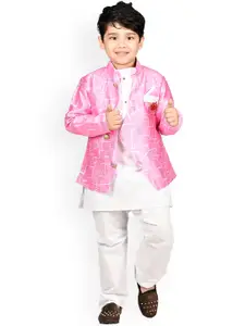 BAESD Boys Kurta With Pyjamas And Printed Waistcoat